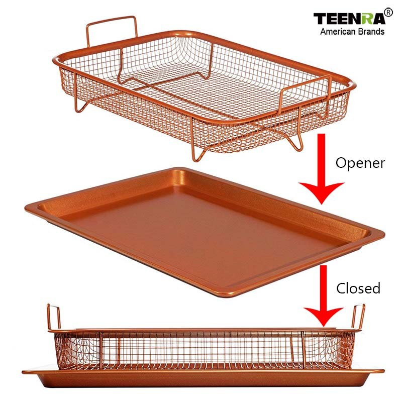 TEENRA Kupfer Backblech Öl Bratpfanne Antihaft Chips Korb Auflaufform Grill Mesh Küchenhelfer