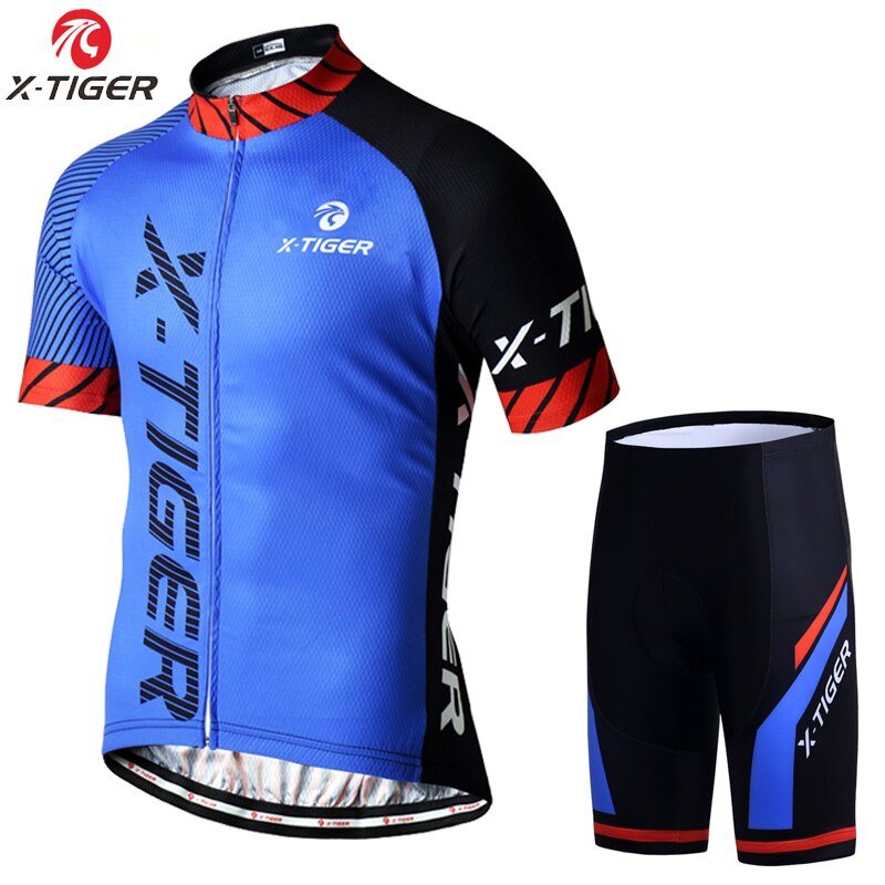 X-Tiger Cycling Jersey Set Breathable Bicycle Clothing Quick-Dry Riding Bike Clothes Shorts Sleeve Cycling Set Ropa Ciclismo