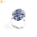 CSJA Neue Frauen Fingerringe Oval Naturstein Cabochon Tigerauge Opal Unakit Rosa Quarz Lapislazuli Chakra Ehering E583