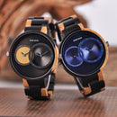 BOBO BIRD Ultra Thin Men Watch Relojes de madera originales 2 Time Zone Display Reloj de pulsera de cuarzo horloges mannen