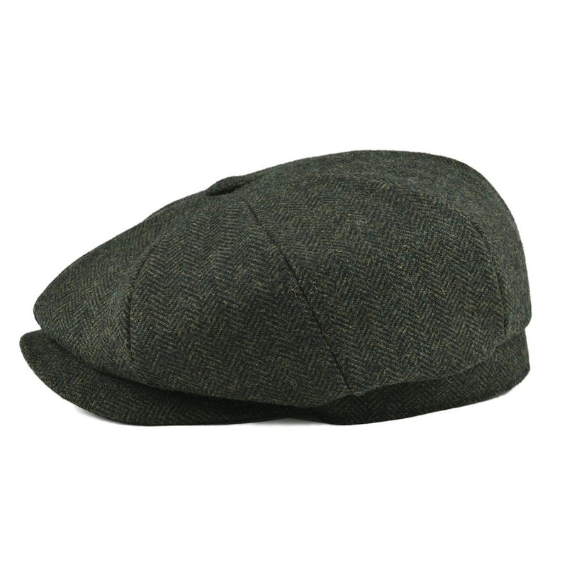 BOTVELA Wool Tweed Newsboy Cap Herringbone Herren Damen Klassischer Retro Hut mit weichem Futter Driver Cap Schwarz Braun Grün 005