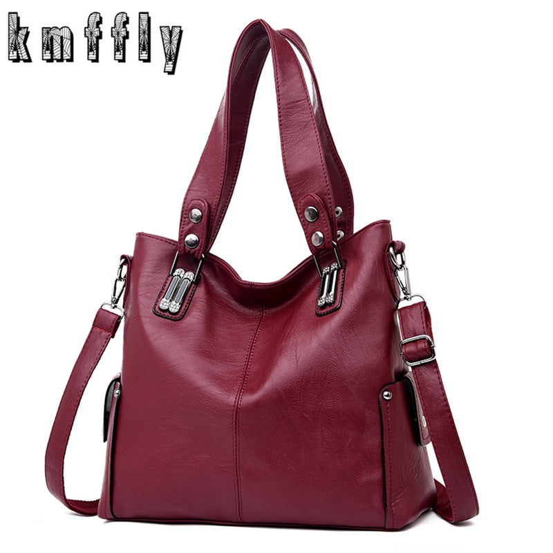 Nuevos bolsos de cuero de moda para mujer, bolso de hombro tipo bandolera de cuero para mujer, bolso de mano grande con forma de cubo para mujer, bolso principal negro/rojo