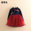 2021 Winter 2-12 Jahre Teenager Neujahr Stickerei Spitze Rot Traditionelle Chinesische Kleider Tang Kinder Baby Mädchen Plus Samtkleid