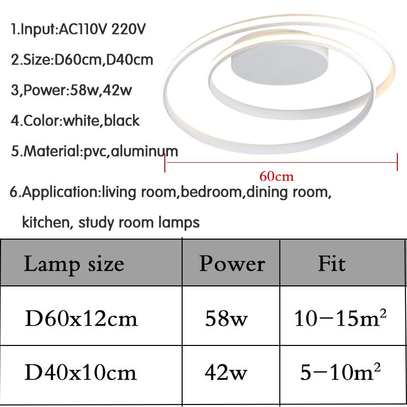 Gran oferta de luces de techo LED modernas para sala de estar, dormitorio, comedor, luminarias, lámparas de techo blancas y negras, accesorios AC110V 220V