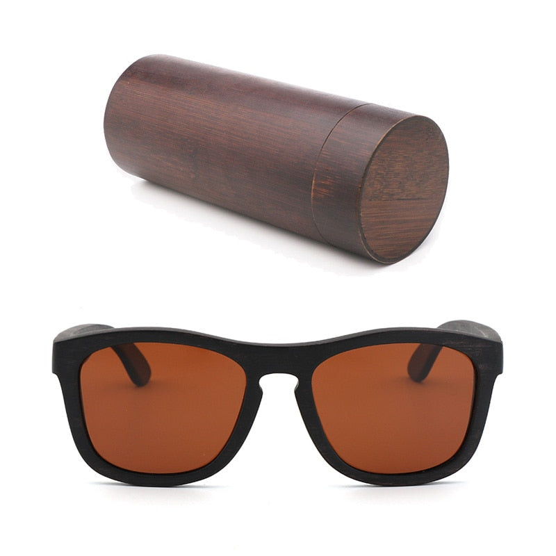 Retro hombres polarizados mujeres gafas de sol madera negra niños parejas gafas de sol hechas a mano UV400 con caja de madera de bambú