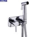 Bidé de latón para inodoro, juego de pañales de bidé de mano, juego de ducha de baño negro frío y caliente, rociador Shattaf, Kit de ducha de chorro portátil