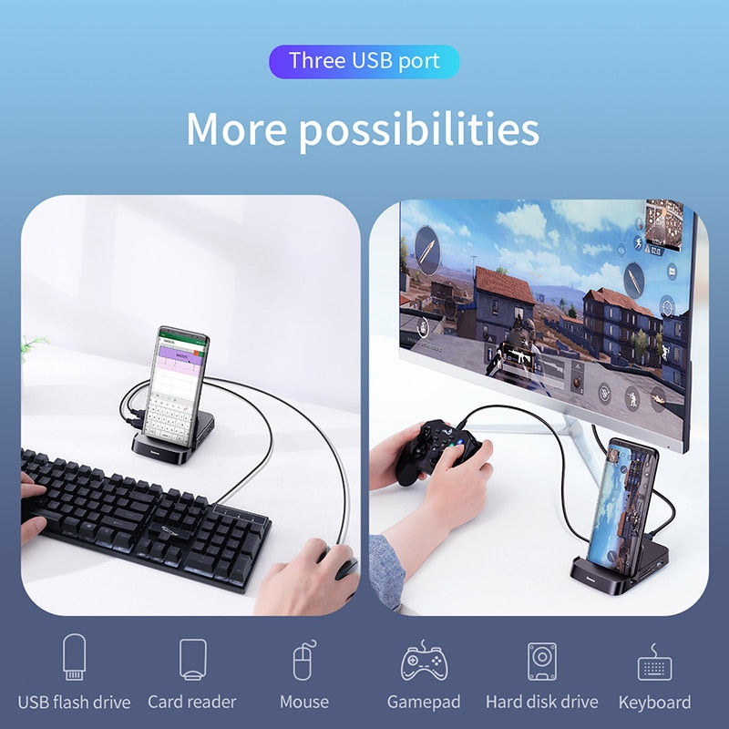 Baseus USB Type C HUB Docking Station für Samsung S20 S10 Dex Pad USB-C zu HDMI-kompatibler USB 3.0 HUB SD TF Card PD Adapter