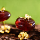 Lotus Fun Real 925 Sterling Silber Natur Bernstein Handgemachter Designer Feiner Schmuck Schmetterling Ohrstecker für Frauen Brincos