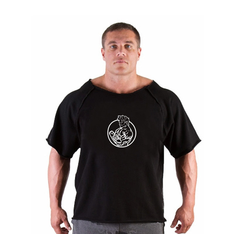 Camiseta de algodón de manga corta para hombre, camiseta informal de verano a la moda para gimnasio, Fitness, culturismo, camisetas holgadas para hombre, ropa