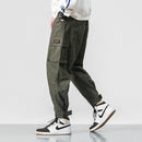 2022 Men Multi-pocket Elastic Waist Design Harem Pant Street Punk Hip Hop Red Casual Trousers Joggers Male Army Cargo Pants 5XL
