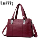 Marca KMFFLY, bolsos de cuero para mujer, bolsos de hombro para mujer, bolso de mensajero para mujer, bolso de mano informal de gran capacidad para mujer, negro/rojo