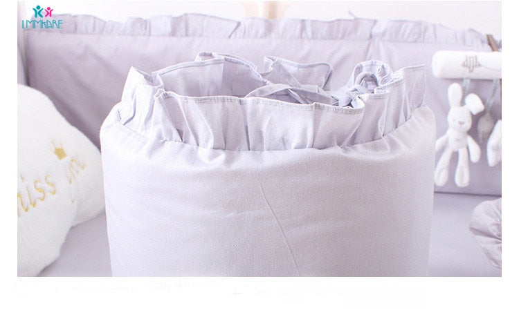 Parachoques de cama de algodón gris para bebé