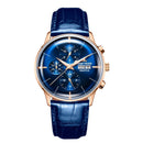 2021 Reef Tiger/RT Luxury Brand Men Watch Waterproof Function Automatic Watches All Blue Leather Strap Relogio Masculino RGA1699
