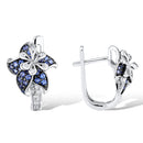 SANTUZZA Silver Earrings For Woman Pure 925 Sterling Silver Blue Pink Star Flower Cubic Zirconia Trendy Fashion Jewelry