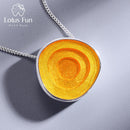 Lotus Fun Real 925 Sterling Silver Minimalism Style Fine Jewelry Geometric Near Round Design  Epoxy Pendant without Necklace