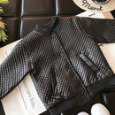 2021 nuevo abrigo de cuero PU a cuadros para niñas y niños, ropa bonita y cómoda para bebés, Tops, chaqueta, ropa para niños