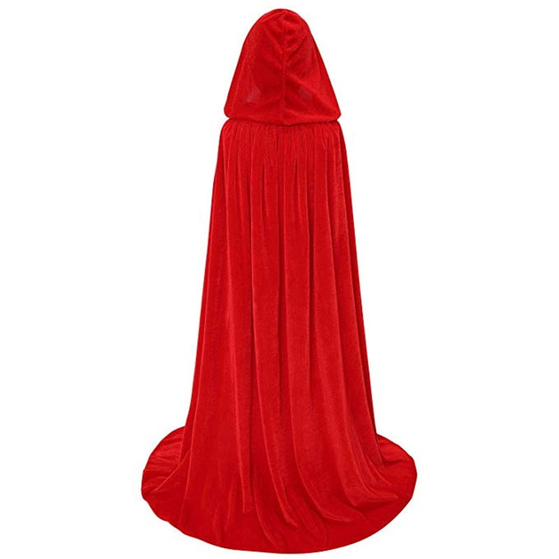 2021 Halloween Costume Unisex Cosplay Death Cape Long Hooded Cloak Wizard Witch Medieval Cape S-XL Black White Red Coffee Blue