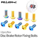 RISK 12 Uds M5 * 10MM bicicleta disco freno Rotor pernos de fijación TC4 titanio bicicleta MTB bicicleta ultraligero freno tornillo ciclismo accesorios