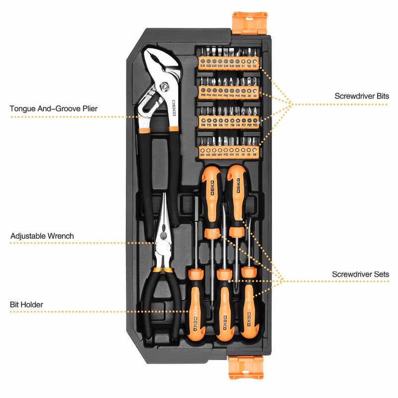 DEKO 192 Pcs Professional Car Repair Tool Set Auto Ratchet Spanner Screwdriver Socket Mechanics Tools Kit W/ Blow-Molding Box