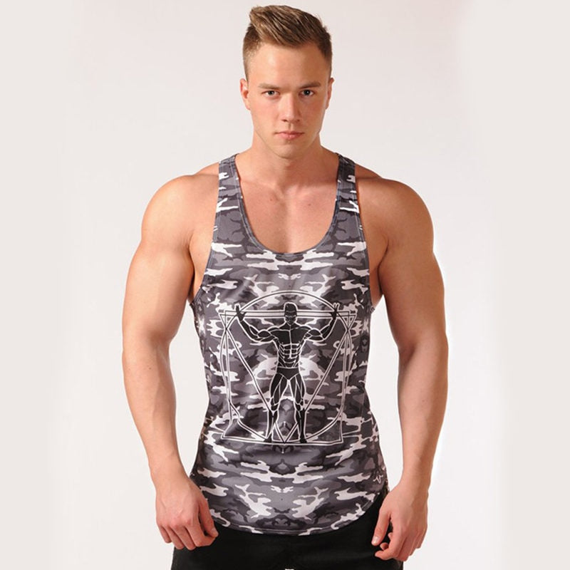 Men Bodybuilding Tank Tops Camouflage Sleeveless Shirt Gym Fitness Workout Singlet Vest Undershirt Quick Dry Training Clothing