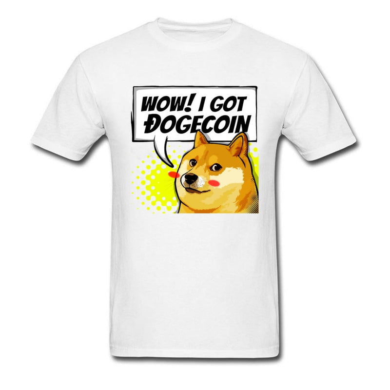 I Got Dogecoin Doge Meme T-shirt Funny Mens Clothing Black Tops Cotton Tees Man No Fade T Shirt Boyfriend Gift Tshirts