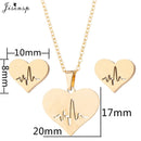 Jisensp Ecg Heartbeat Necklace Love Heart Necklaces Pendants for Women Gold Stainless Steel Jewelry Earrings Doctor Accessories