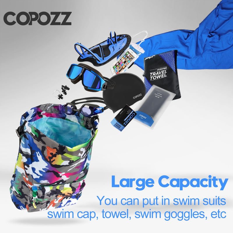 Mochila deportiva COPOZZ, combinación de gran capacidad, bolsa de natación con separación en seco y húmedo, tela de nailon impermeable, viajes al aire libre, senderismo