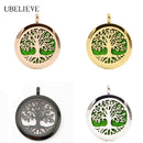 Tree Hollowed Magnetic Aromatherapy Diffuser  Pendant Chain Necklace Stainless Steel Perfume  Essential Oil Locket Necklace