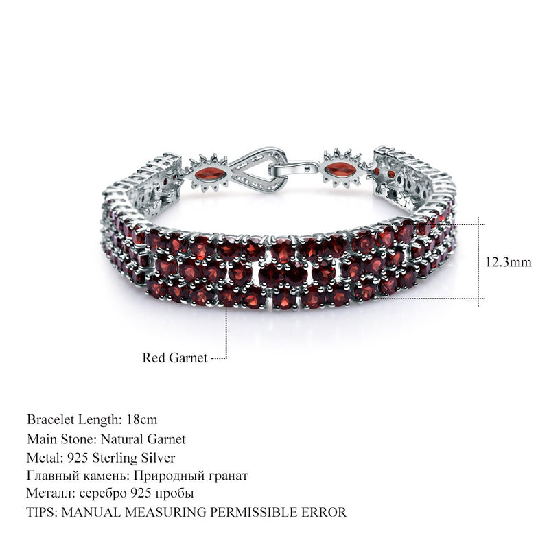 GEM'S BALLET 925 Sterling Silver Bracelets & Bangles For Women Fine Jewelry 30.80Ct Natural Red Garnet Gemstone Bracelet Genuine