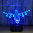 Touch Remote Control Air Plane 3D Light LED Table Lamp Optical Illusion Bulb Night Light 7 Colors Changing Mood Lamp USB Lamp