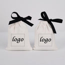 Cinta de embalaje de joyería de algodón 100, bolsa con cordón de lona blanca para bolsas de recuerdo de boda, bolsa pequeña elegante con logotipo personalizado personalizado