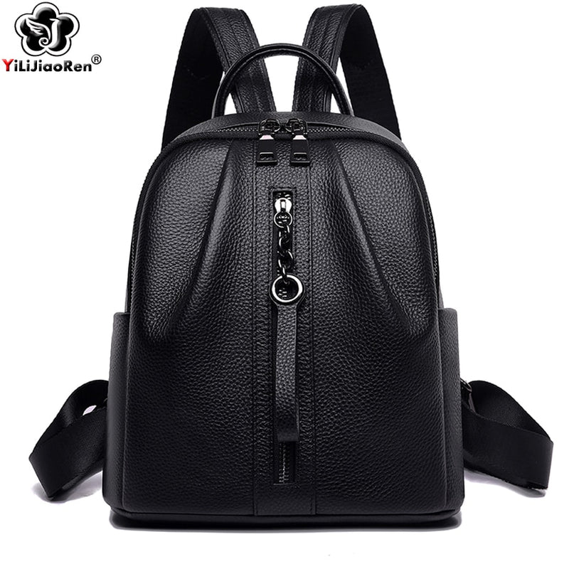 Mochila Casual de cuero genuino para mujer, mochila de cuero de vaca Real, mochilas escolares de gran capacidad para mujeres adolescentes