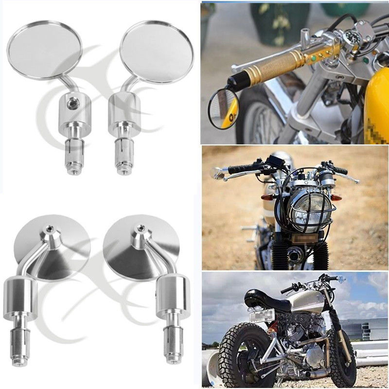 Motorcycle Universal CNC Aluminum Rear View 3&quot; Handle Bar End 7/8&quot; Mirrors For Kawasaki Yamaha Honda Suzuki Motorcycle Chopper