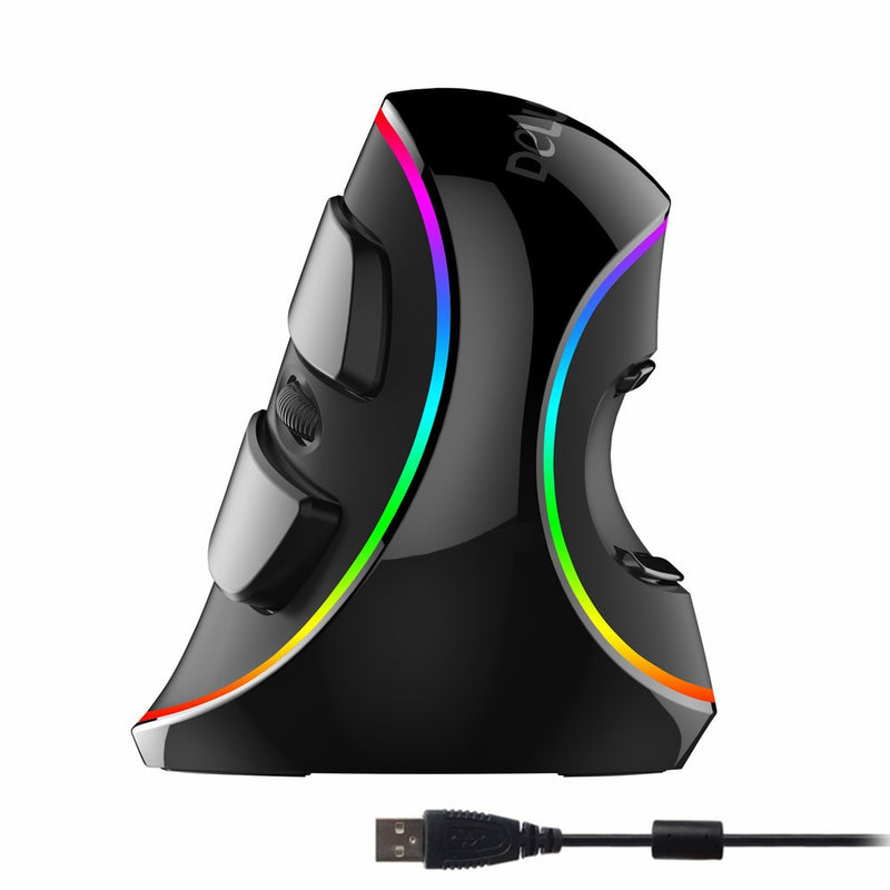 Delux Ergonomics Vertical Gaming Wired Mouse RGB/Single Color/Wireless 6 Buttons 4000 DPI Optical RGB Wireless Right Hand Mice