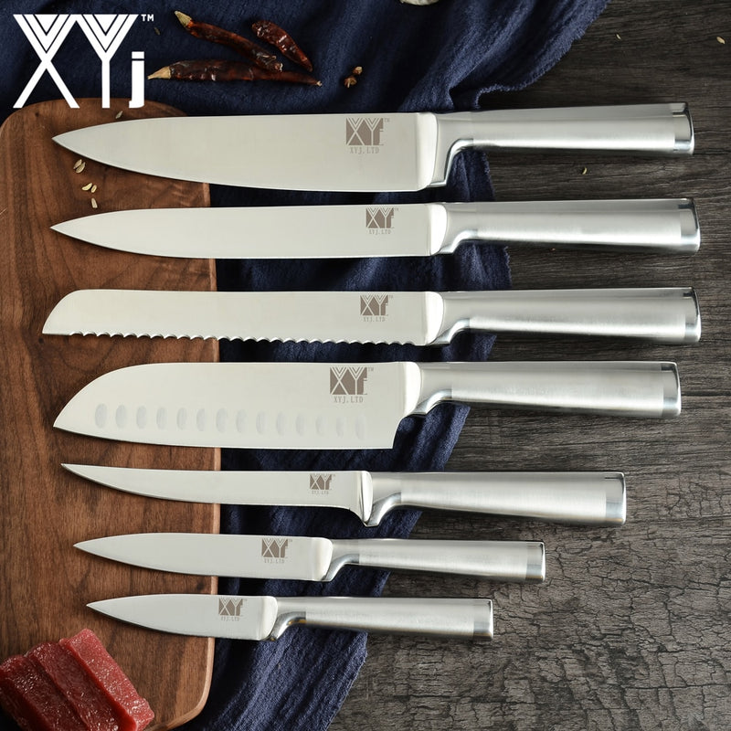 Juego de cuchillos de acero inoxidable XYj Kitchen de 8 Uds., soporte para cuchillos de 8 pulgadas, cuchillos Santoku para deshuesar pescado, Sushi, herramientas de cocina de estilo japonés