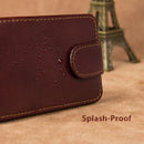 Mini billetera de cuero de vaca 100% genuino, café, RFID, tarjetero con bloqueo, funda para tarjeta de identificación, R-8121Q