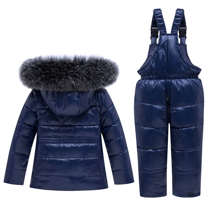 Winter Kinder Skianzug Winddicht Warm Jungen Kleidung Set Jacke + Overall Jungen Kleidung Set 0-4 Jahre Kinder Schneeanzüge Echtpelz