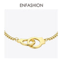 ENFASHION Punk Handschellen Armbänder Armreifen Edelstahl Viking Lock Kettenarmband Für Frauen Schmuck Paar Geschenke BM192013