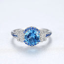 CZCITY Big Pure 925 Sterling Silber Saphir Edelstein Ringe für Damen Edlen Schmuck Luxus Verlobungs- &amp; Hochzeitsaccessoires Geschenke