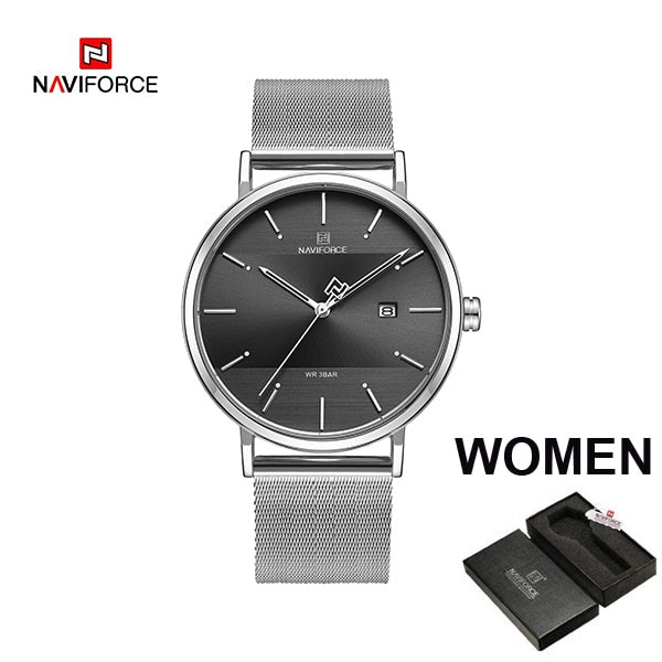 NAVIFORCE Couple Watch Luxury Quartz Mens Watch Women Simple Wristwatch Clock for Male Female Waterproof Lovers Gift Watch 2019