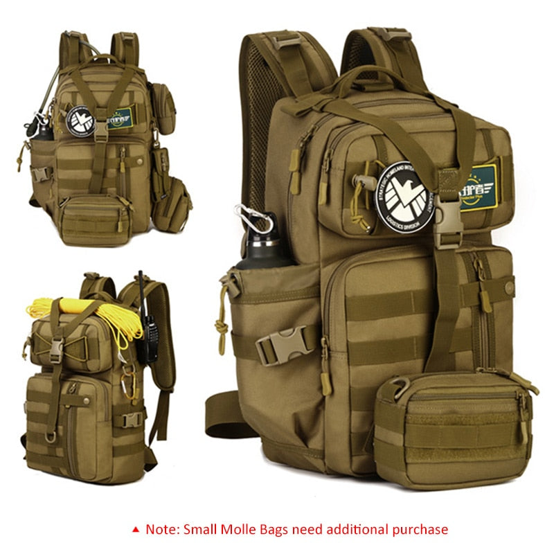 30L Men Tactical Backpack Waterproof Army Shoulder Military Rucksuck Hunting Camping Multi-purpose Molle Hiking Travel Bag XA39D