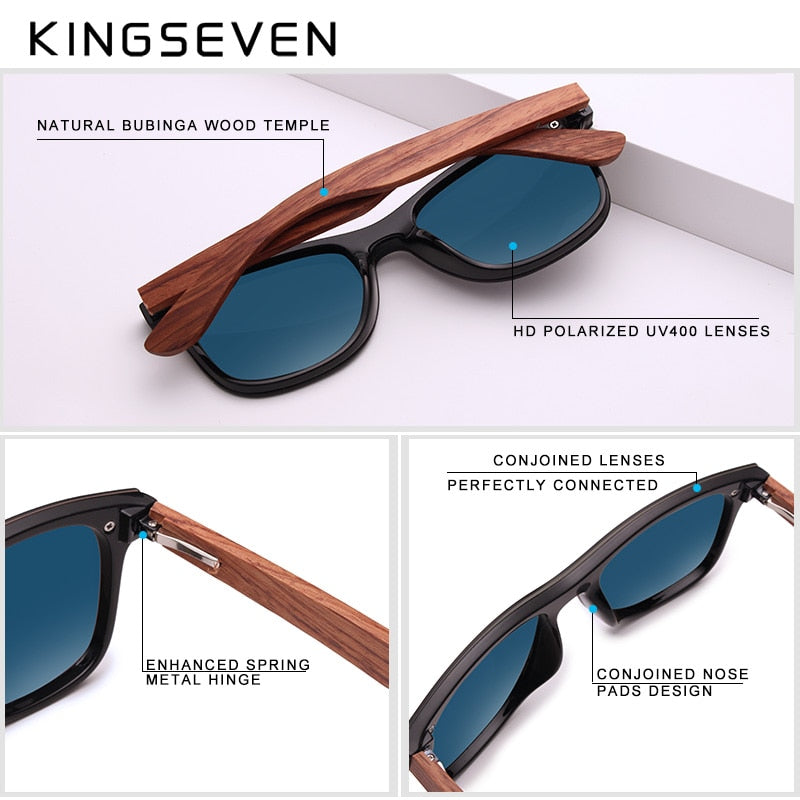 KINGSEVEN Natural Wooden Sunglasses Men Polarized Fashion Sun Glasses Original Wood Oculos De Sol Masculino