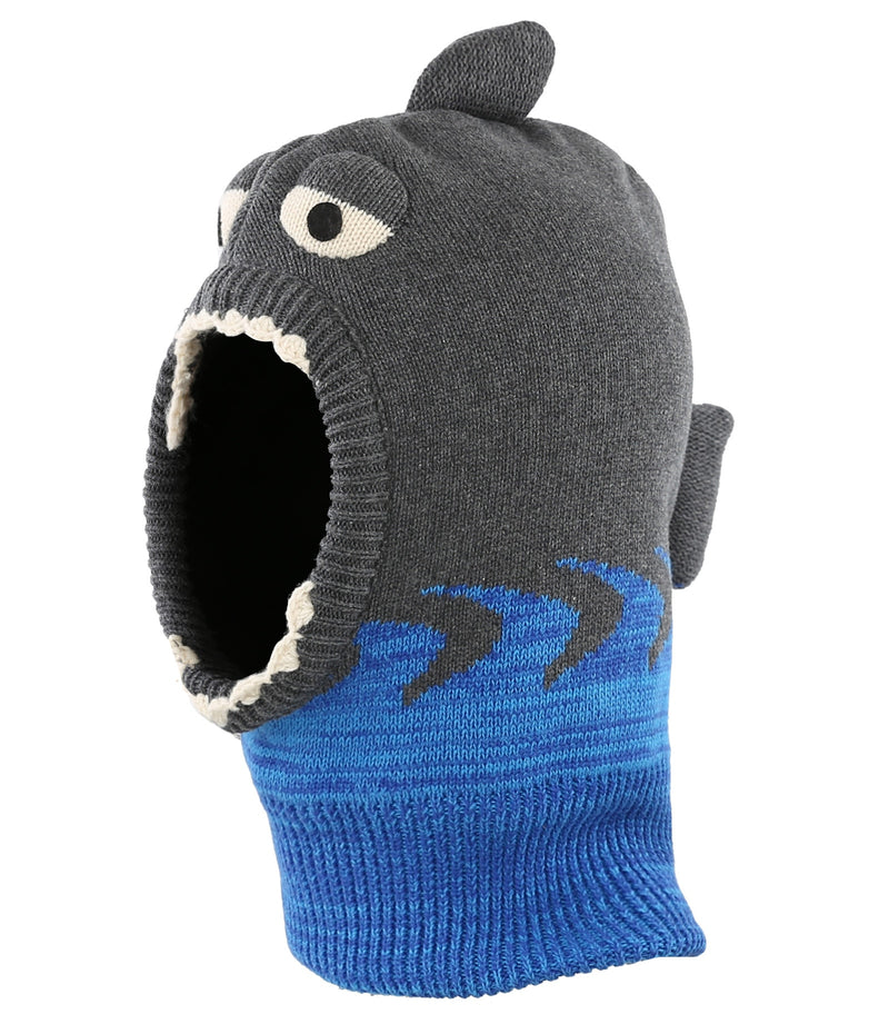 Connectyle Toddler Infant Boys Girls Knit Winter Warm Hats Cute Cartoon Shark Fleece Lined Hood Scarf Beanies Hat For Kids