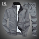 Chándal de otoño para hombre 2021, ropa deportiva de moda para hombre, conjunto de dos piezas con cremallera, sudadera cálida, chaqueta + pantalones de chándal, conjuntos de Moleton Masculino