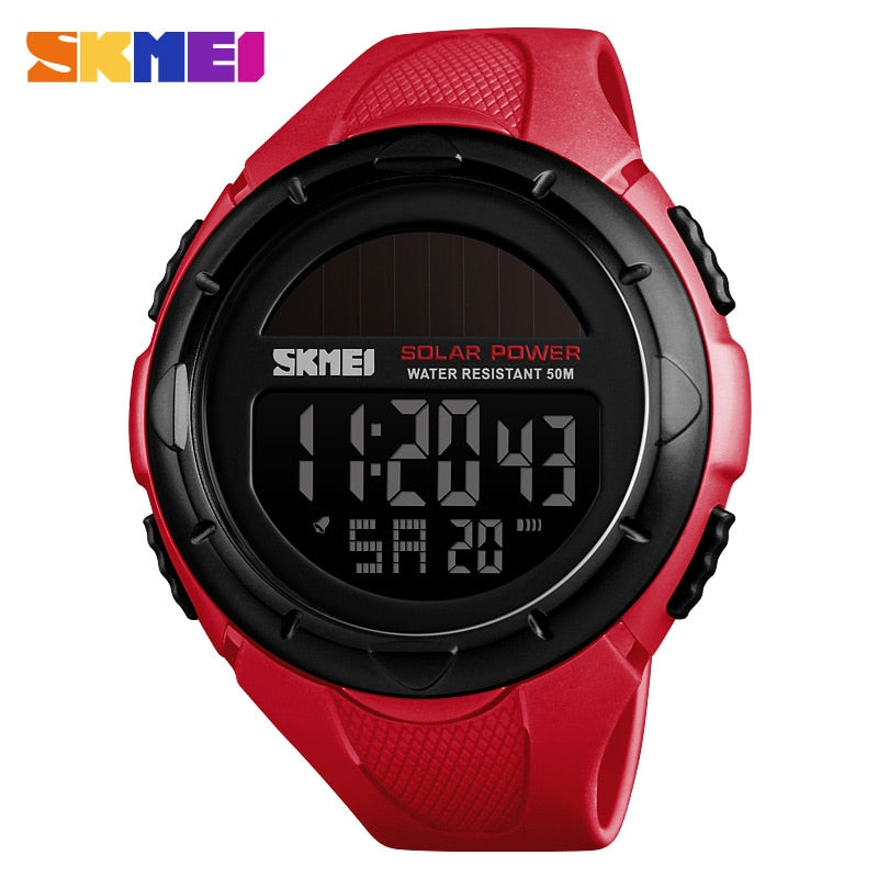 SKMEI Military Sport Watches Men Solar Power Outdoor Shock Digital Watch Chrono 50M Water Resistant Wristwatches reloj deportivo