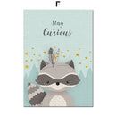 Oso, conejo, zorro, ciervo, guardería, cuadro sobre lienzo para pared, carteles nórdicos de dibujos animados e impresiones, cuadros de pared, decoración para habitación de niños y niñas