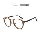 HDCRAFTER Prescription Eyeglasses Frames For Men and Women Retro Round Wood Grain Optical Glasses Frame with Clear Lens