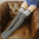 Calcetines hasta el muslo a la moda, medias de algodón de talla grande, calcetines por encima de la rodilla para niña, medias cálidas a rayas para mujer, calcetines largos
