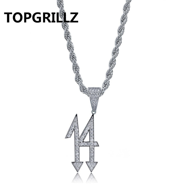 Fashion 14 Letters Iced Out Pendant & Necklaces Men Women Zircon Hip Hop Chains Jewelry Gold Silver Color Charms For Gifts