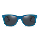 EZREAL Skateboard Wooden Sunglasses Blue Frame With Coating Mirrored Bamboo Sunglasses UV 400 Protection Lenses in Wooden Box